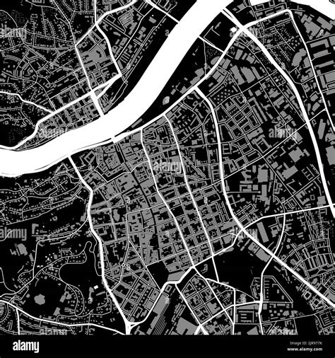 Urban City Vector Map Of Linz Vector Illustration Linz Map Grayscale