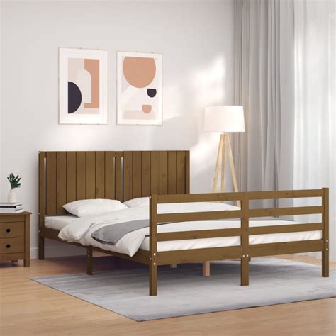 The Living Store Cadre De Lit T Te De Lit Marron Miel King Size Bois