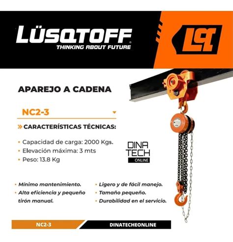 Aparejo A Cadena Manual Lusqtoff Nc Kg Mts Reforzado Lusqtoff