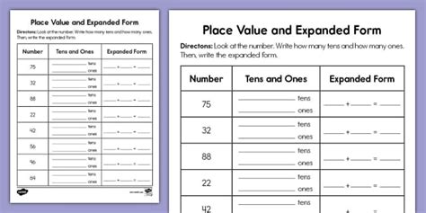 First Grade Place Value And Expanded Form Activity Twinkl