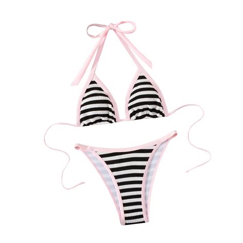 Arnsht Women Fashion Sexy Halterneck Tiny Mini Micro Bra Charming Bikini G String Bottom