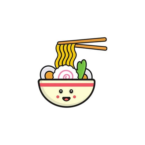 Cute Kawaii Illustration Noodle Ramen Handmade Cartoon Drawing Asian