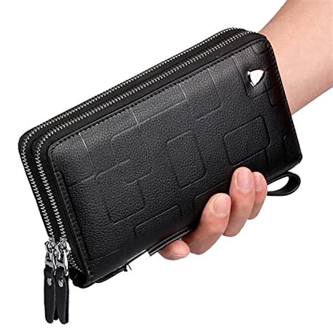 Mens Clutch Bag Handbag Genuine Leather Purse Zipper Long Wallet