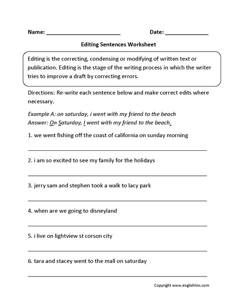 Editing Worksheets 5th Grade Printable Word Searches