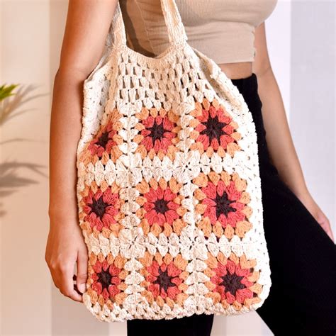 Handmade Boho Crochet Shoulder Bags For Womens