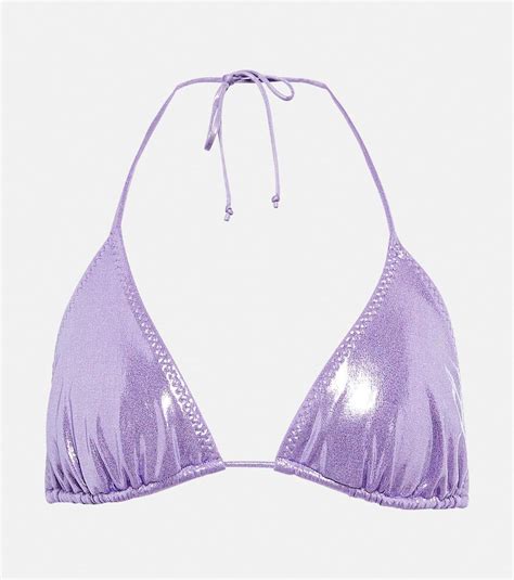 Buy Norma Kamali String Metallic Bikini Top Purple At Off