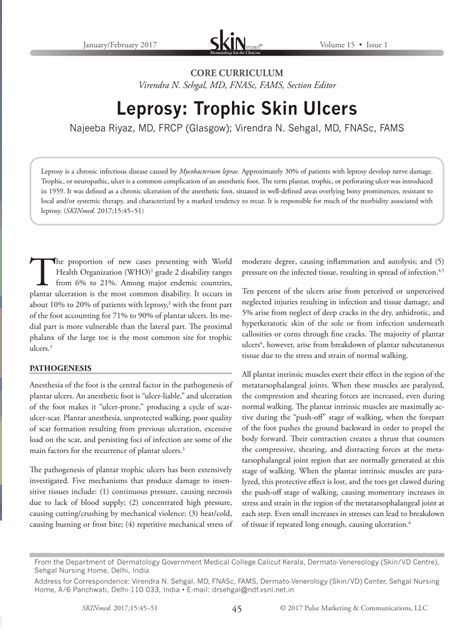 (PDF) Leprosy: Trophic Skin Ulcers