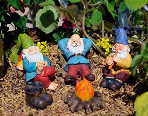 The Relax Garden Gnomes by The Campfire (Five Piece) Fairy Campfire ...