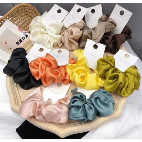 Jual Ikat Rambut Scrunchie Mini Polos Gaya Scrunchie Cemol Cepol