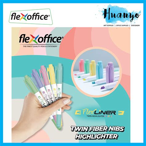 Flexoffice Pastel Fluorescent Colour Twin Highlighter Flexliner Pen