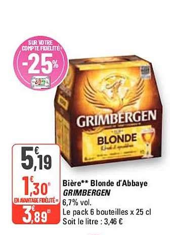 Promo Bi Re Blonde D Abbaye Grimbergen Chez G Icatalogue Fr