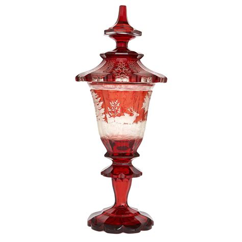 Antique Bohemian Cut Glass Ruby Red Goblet For Sale At 1stdibs