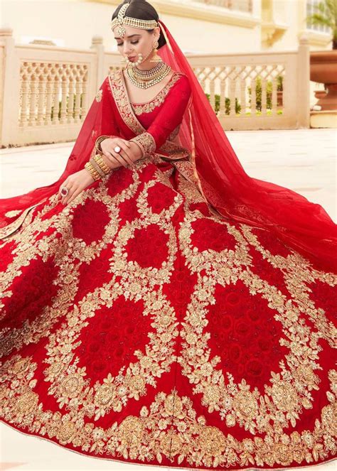 Red Heavy Embroidrey Lehenga Cholli Red Chiffon Anarkali Redanarkali