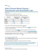 U L Blood Type Virtual Lab Docx Name U L Virtual Blood Typing