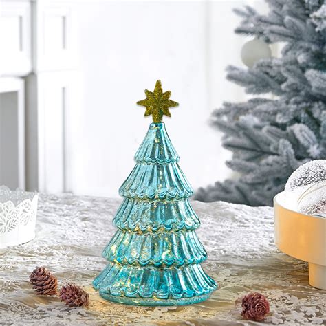 Under $1 PEONAVET Glass Christmas Tree 10.63 Inch Mini Chrsitmas Tree