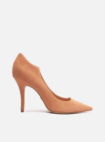 Scarpin Nude Suede Salto Alto Bico Fino Arezzo