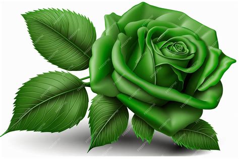 Premium Photo | Rose green on a white background