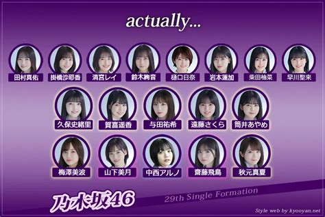 乃木坂46 29th「actually…」選抜フォーメーション