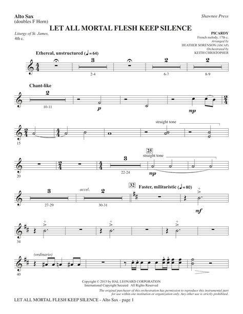 Let All Mortal Flesh Keep Silence Alto Sax Sub Horn Sheet Music