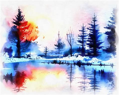 Premium AI Image | Illustration of beautiful landscape in watercolor painting style on paper ...