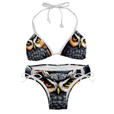 Owl Swimsuit Women Bikinis Detachable Sponge Adjustable Strap Bikini Set Two Pack Beach Pool