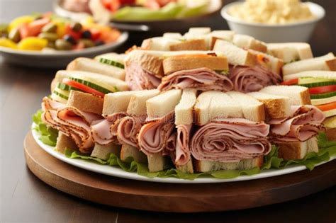 assorted deli meat sandwiches   large platter stock photo image
