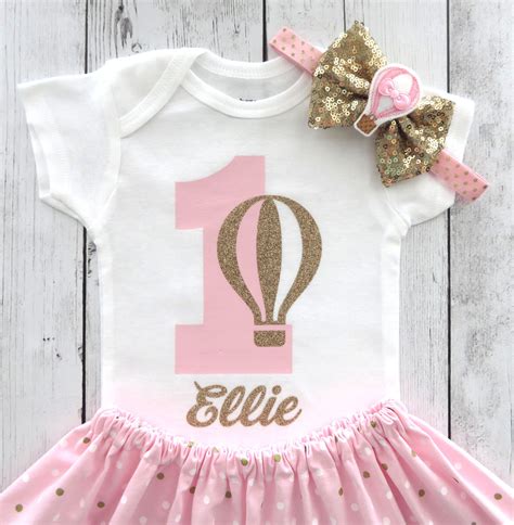 Hot Air Balloon First Birthday Outfit In Pink And Gold Gir