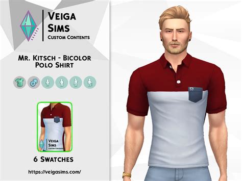 The Sims Resource Mr Kitsch Bicolor Polo Shirt