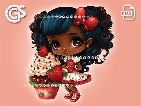 Strawberry Shortcake Black Girl Png Cute Cupcake T Shirt Etsy Espa A