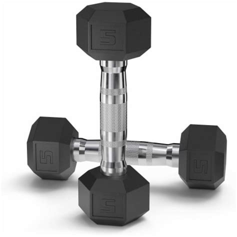 Epic Fitness Rubber Coated Pound Hex Dumbbell Hand Weights Set Of