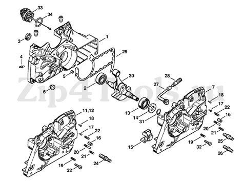 1. Картер. Деталировка бензопилы STIHL (Штиль) MS 361.