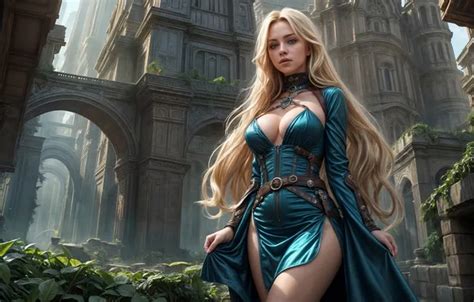 Wallpaper girl blonde AI Art for mobile and desktop section ии арт resolution 2844x1600