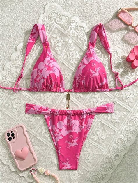 Swim Mod Set Women Summer Beach Floral Print Sexy Bikini Set Print Design Random Bathing
