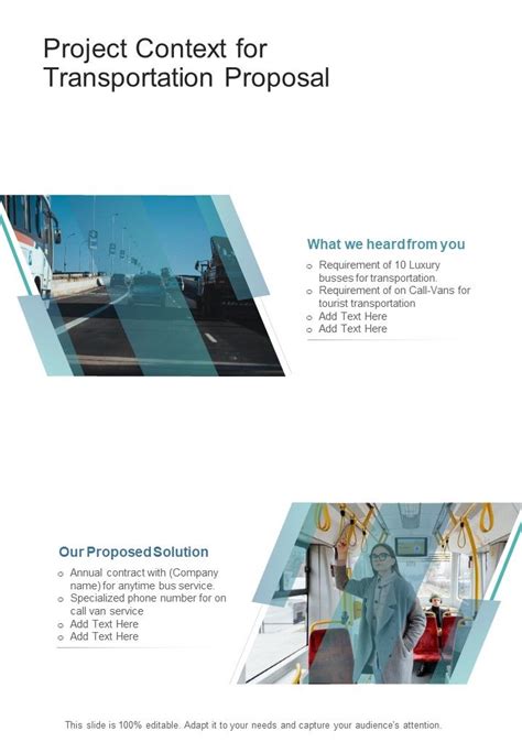 Transportation Proposal For Project Context One Pager Sample Example