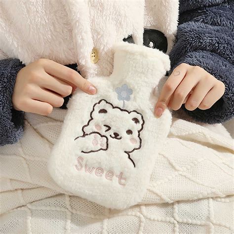 Blaxill PVC Hot Water Bag Plush Hand Warmer Thickened Explosion Proof Water Bottle For Winter