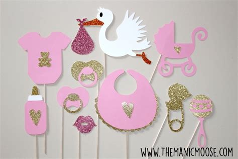 Baby Shower Props Baby Girl Photo Props Set of 10 Glitter Photo Booth ...