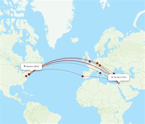 All Flight Routes From Boston To Tel Aviv Yafo BOS To TLV Flight Routes