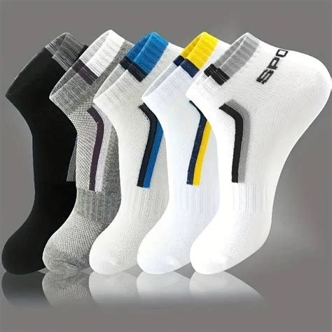 Temu Pairs Men S Simple Style Ankle Socks Mesh Breathable Moisture