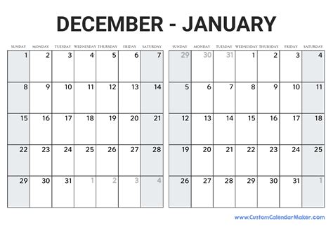 November December January 2024 Calendar Jessy Lucinda