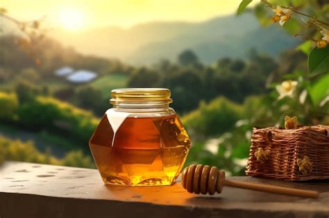 Premium Photo A Glass Jar Of Pure Honey