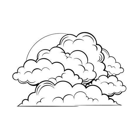 Cloud flat design black outline on a white background 47798691 Vector ...