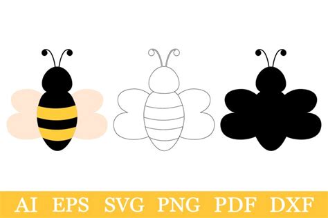 Bee clipart. Bee coloring. Bee silhouette. Bee SVG