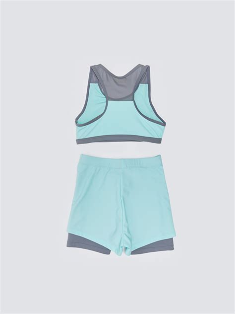 Turkuaz Bask L K Z Ocuk Bikini S Ak Z Fuz Lcw