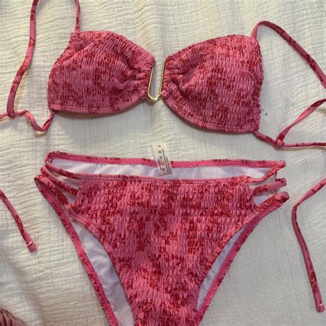 Pink Bikini Set Size Small Never Worn Beachwear Depop