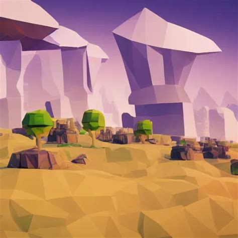 Low Poly Environment Concept Art Alien Residential Stable Diffusion