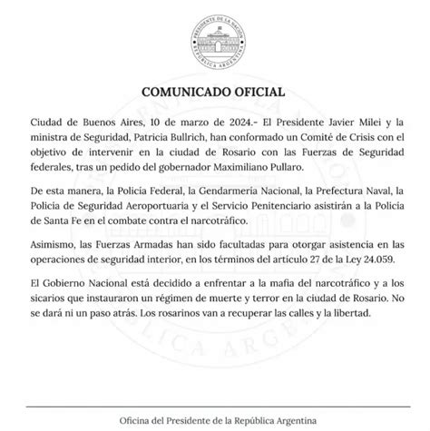 El Gobierno Constituyó Un Comité De Crisis Para Intervenir En Rosario