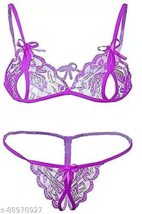 Beach Curve Women Cotton Bra Panty Set For Lingerie Set Pack Of 1 Color Purple