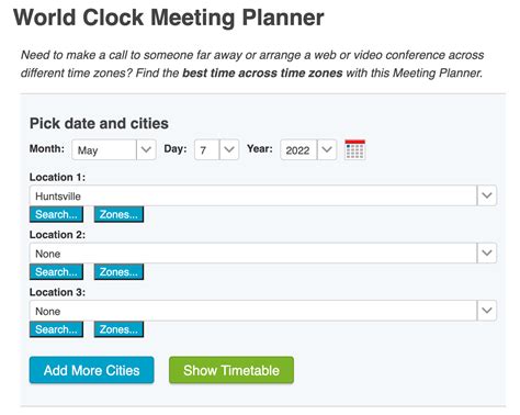 Meeting Time Zone Planners Schedule Across Time Zones Clockwise