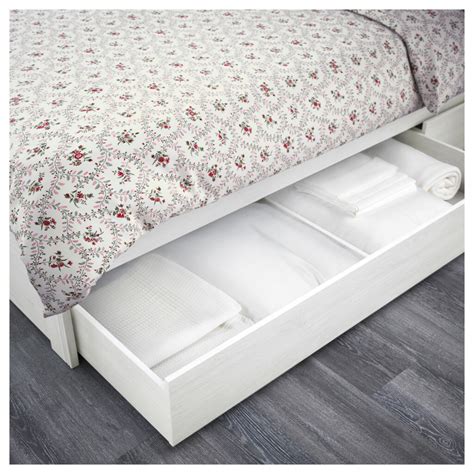 Купить Каркас кровати с 4 ящиками БРУСАЛИ, белый в IKEA (Минск ...