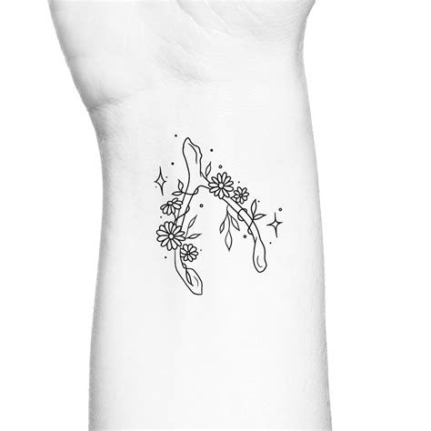 Wildflower Wishbone Temporary Tattoo Etsy